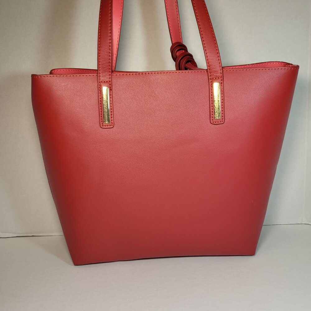 Joy & Iman Large Red Leather Tassel Tote with Wristlet and Removeable Insert - Picture 6 of 16